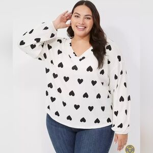 Lane Bryant sz 18/20 Blouson sleeve V-neck waffle tee